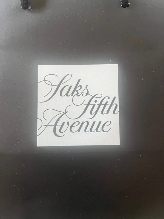 Saks Fifth Avenue Black Paper Shopping Tote with Rope Handles - Picture 2 of 6